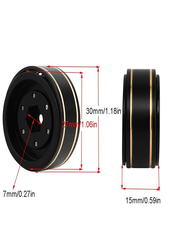 Pothyes 1.0 Plus Brass Beadlock Wheel Rims 4PCS Wheels for All 1/24 Scale FCX24 Axial SCX24 Deadbolt C10 Gladiator 1/18 TRX4M RC Crawler Car Upgrades Parts (6 Round Shape) - Image 2